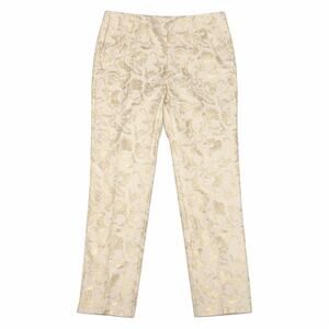 Chico’s Pull On Pants Juliet So Slimming Slim Leg in Cream and Gold. Womens 12R
